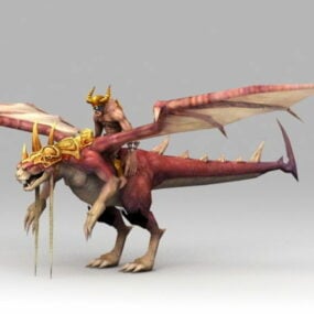 Warrior Riding Dragon 3d-model