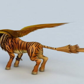 3д модель тигра-оборотня с крыльями