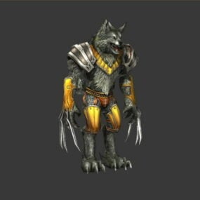 Vlkodlak bojovník Rigged 3D model