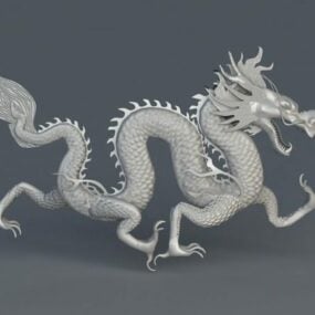 Modelo 3d do dragão chinês branco