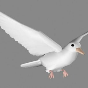 Mô hình 3d chim bồ câu trắng bay