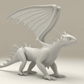 3D model postavy bílého draka