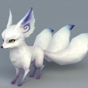 White Fox Spirit Animal 3d model