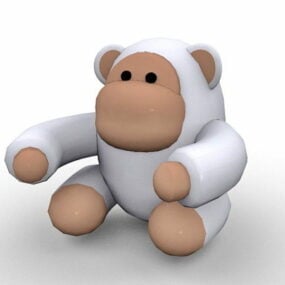白いゴリラの漫画のキャラクター3Dモデル