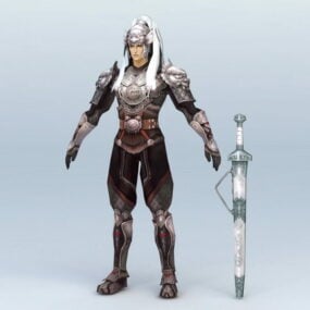 3D-Modell eines männlichen Kriegers mit weißem Haar