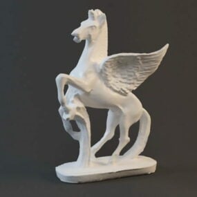 تمثال الحصان الأبيض بيغاسوس نموذج ثلاثي الأبعاد