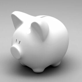 Model 3D Piggy Bank Putih
