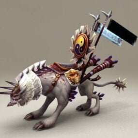 White Wolf Mount Low Poly 3d model