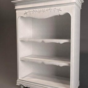White Antique Bookshelf 3d model