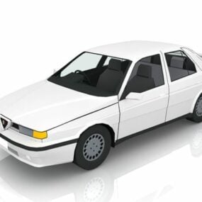 White Classic Car 3d model