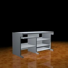 Bílý počítačový stůl 3D model