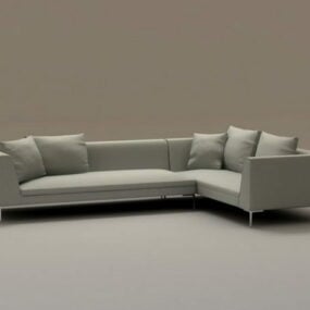 White Fabric Sofa Set Furniture 3d model
