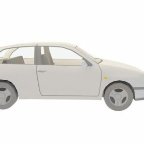 White Hatchback Car 3d model