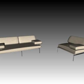 White Leather Sofa Set 3d model