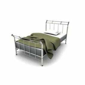 White Metal Single Bed 3d model