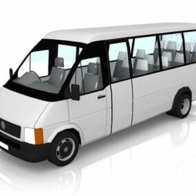 Modello 3d di minibus bianco