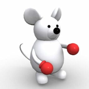 Bílá myš kreslená postavička 3D model