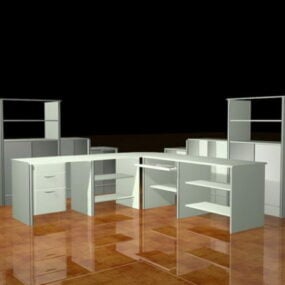 व्हाइट ऑफिस डेस्क संग्रह 3डी मॉडल