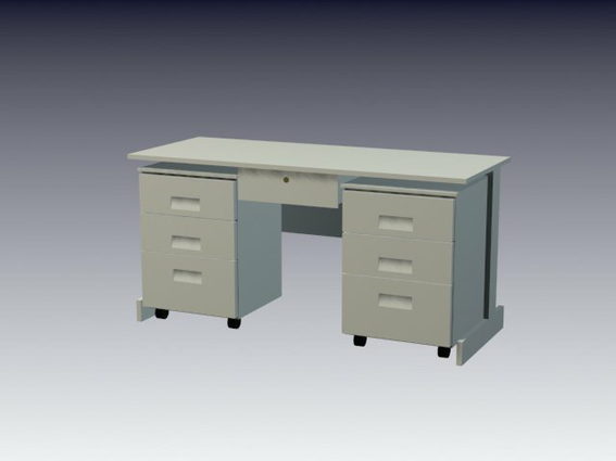 White Office Desk With Cabinet Free 3ds Max Model 3ds Max