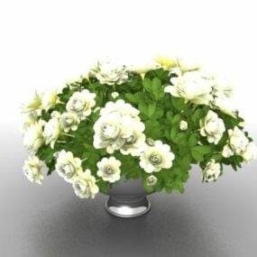 White Potted Flowers 3d-malli
