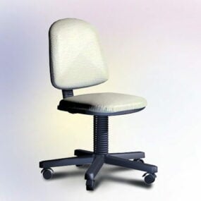 White Swivel Desk Chair 3d model