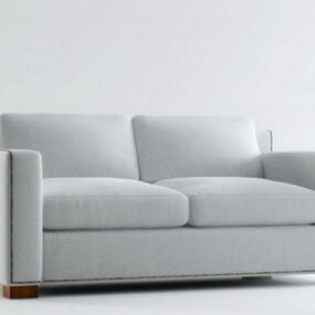 3д модель белого двухместного дивана с мягкой обивкой