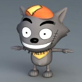 オオカミの漫画のキャラクター 3D モデル