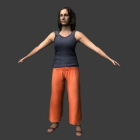 Mujer en modelo 3d de personaje en pose T