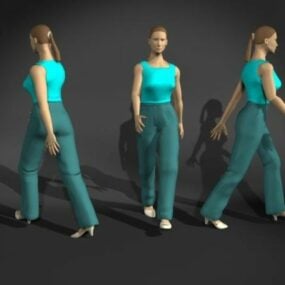 مدل سه بعدی زن با شخصیت ژست راه رفتن