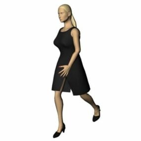穿着黑色迷你裙的角色女人3d模型