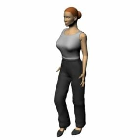 Character Woman In Blouse Undershirt 3d model