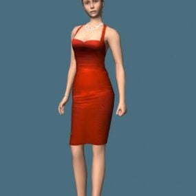 Žena v šatech Rigged 3D model