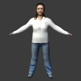 Karakter kvinde i efterårstøj 3d-model