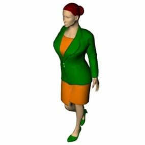 Personnage femme en costume de manteau de mode modèle 3D
