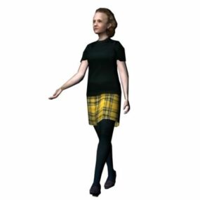 Character Woman In Fashion Dress 3d model