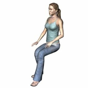 Personaggio donna in jeans spaghetti top modello 3d