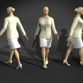 Mujer en uniformes de oficina personaje modelo 3d