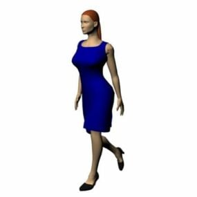 דמות אישה בשמלה ללא שרוולים דגם תלת מימד