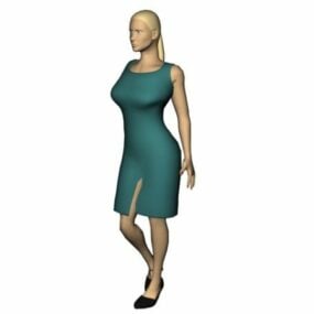 Personaje mujer en modelo 3d sin mangas