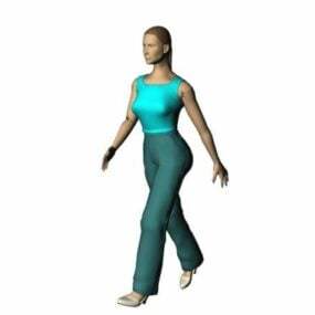 Karakter kvinne i ermeløs skjorte 3d-modell
