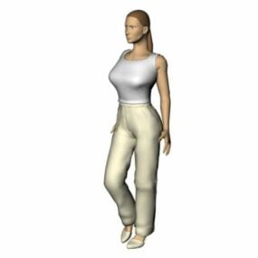 स्लीवलेस शर्ट में चरित्र महिला 3डी मॉडल