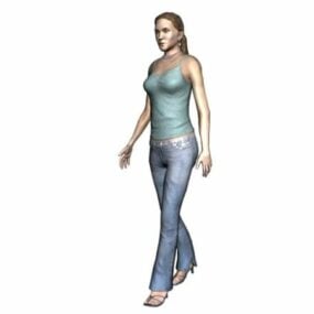 3д модель персонажа "Женщина в джинсах-комбинации"