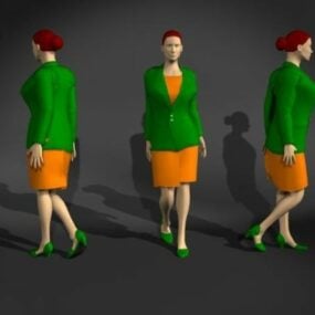 Woman In Suit Dress Character 3d model
