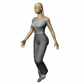 Character Woman In Undershirt Walking 3d model