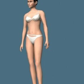 Kvinna i underkläder Rigged 3D-modell