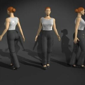 شخصیت زن در حالت پیاده روی مدل سه بعدی