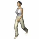 Personaje mujer en camiseta blanca caminando