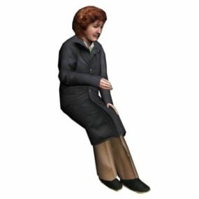 Người phụ nữ ngồi trong trang phục nhân vật mùa đông Mô hình 3d