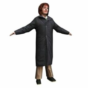 Woman Standing In Winter Coats Character 3d model