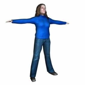 Woman Standing With Smile Character 3d model